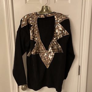 NWT Semplice Black Sweater w/ Unique Back